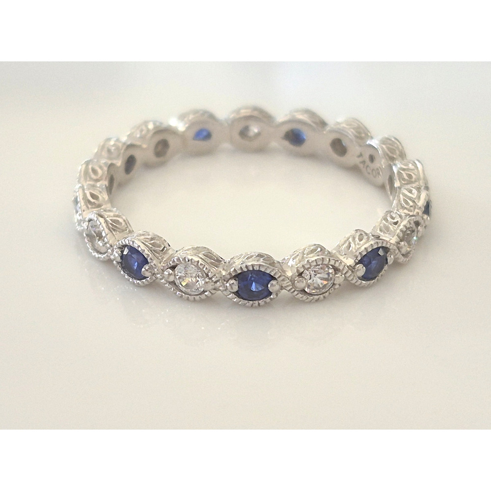 Sterling Silver Tacori Designer Sapphire & CZ Eternity Ring Band